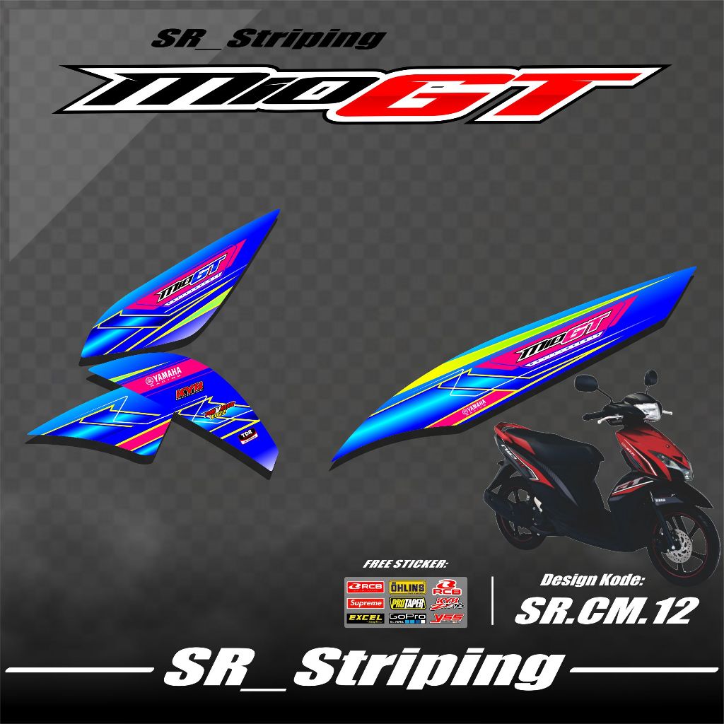 Striping Sticker MIO GT Variasi ( Cod ) Stiker MIO GT - Variasi MIO GT SR.12