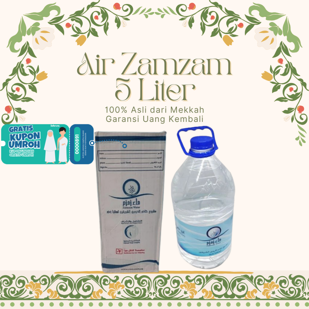 

Air Zam-Zam Murni Import 5L || Imported Zam-Zam Water 5 Liter