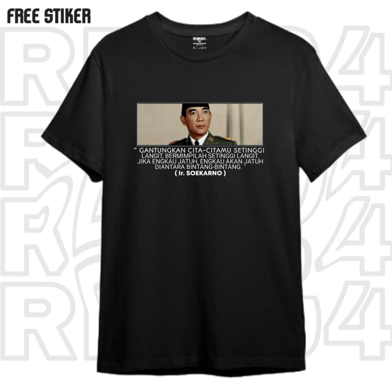 RDNCLOTHING Kaos distro motif ir.Soekarno baju unisex pria/wanita kaos original