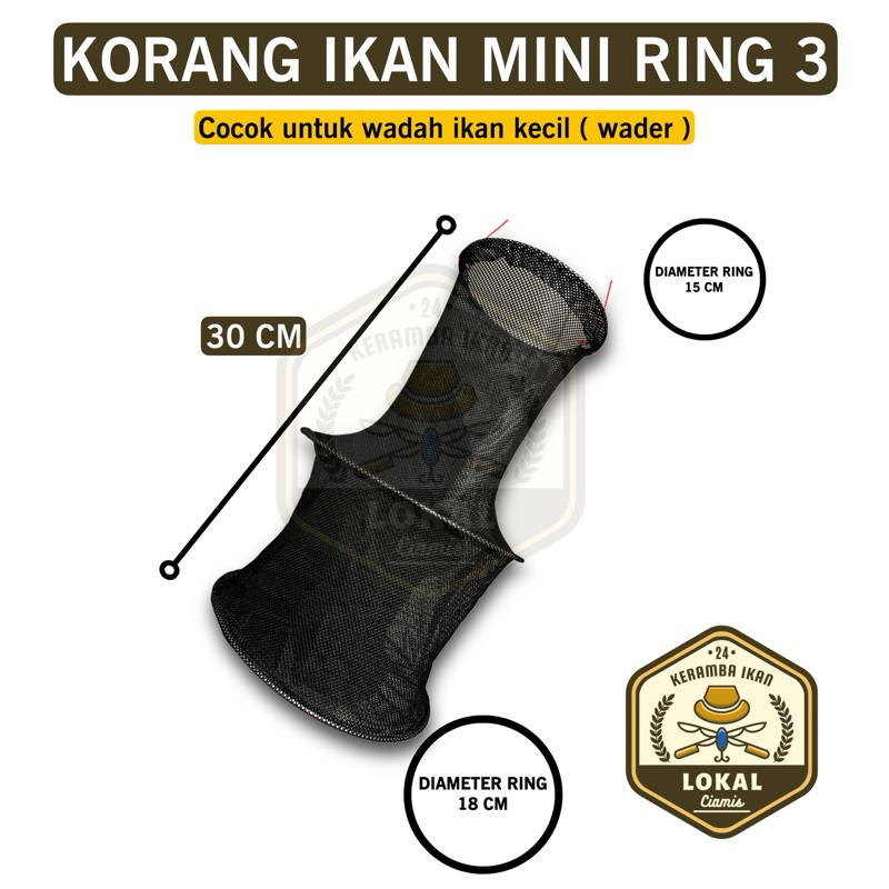 KORANG IKAN RING 3 MINI PANJANG 30cm| KOJA IKAN KAIN HALUS | KORANG PANCING  | BUBU IKAN | KERAMBA I