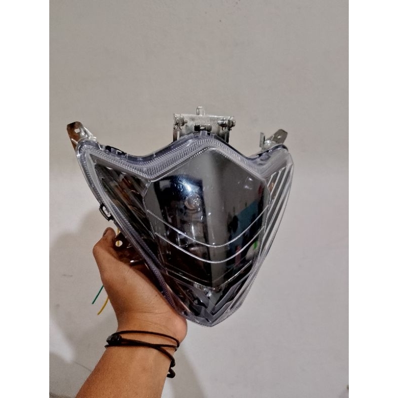 Kedok Reflektor Lampu Depan Satria Fu Facelift Tanpa Frame Custom Hitam Bahan Tebal