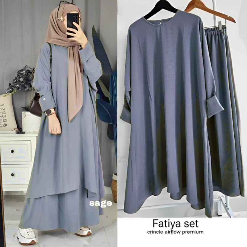 NEW PRODUCT ONE SET FATIYA TUNIK+ROK JUMBO MATT CRINKLE AIRFLOW PREMIUM