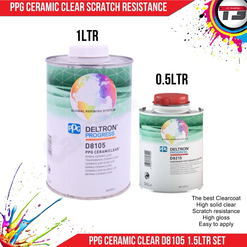 Clearcoat Ppg ceramic clear D8105 2:1 scratch resistance Clearcoat 1.5ltr set