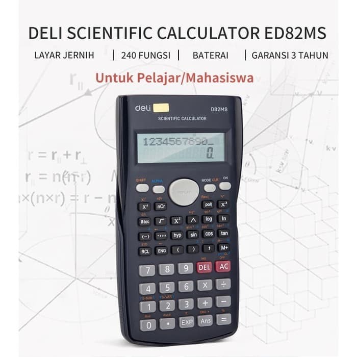 

Kalkulator Matematika Ilmiah DELI Scientific Calculator D 82MS Sliding Cover