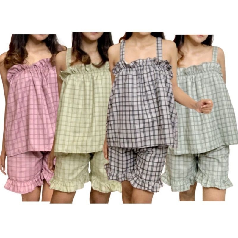 Setelan Piyama Garis-Garis Wanita - Baju Tidur Style Korea