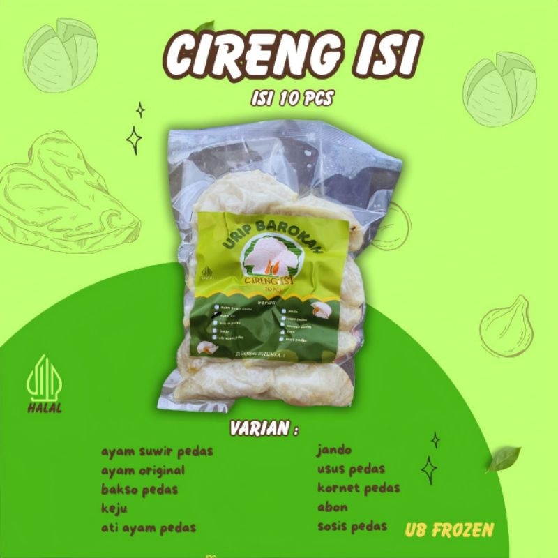 

Cireng isi 1pack isi 10pcs (panjang -+7cm) varian pedas/original/keju/jando/abon/dll