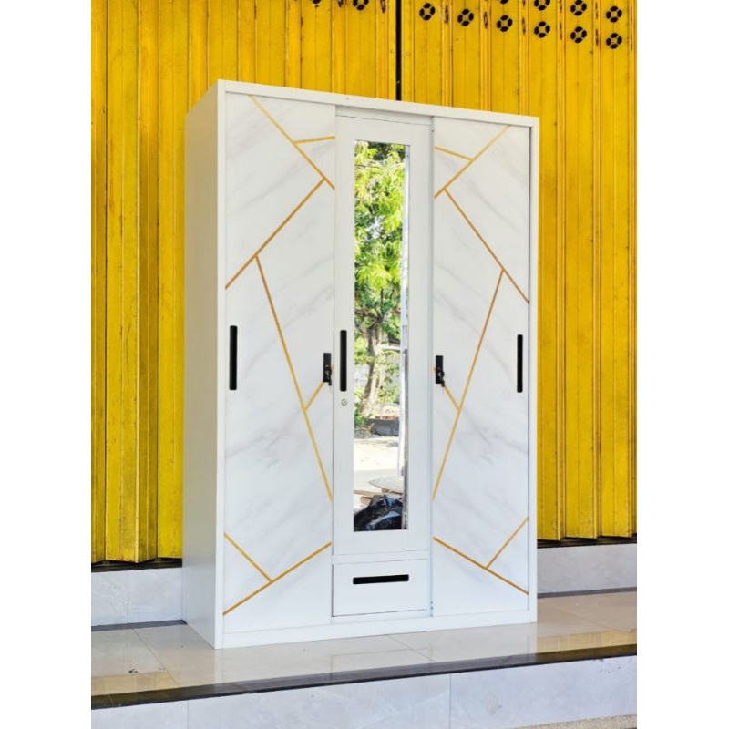 Almari Sleding Pakaian Besi Pintu 3 Lemari Baju