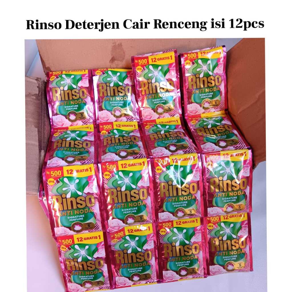 [ 1Renceng isi 12pcs ] Rinso Deterjen Cair 500an Rinso Saset Cair 20gr Renceng Murah Varian Random