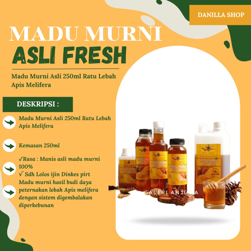 

Madu Murni ASLI 250 ML RATU LEBAH Apis Melifera Premium