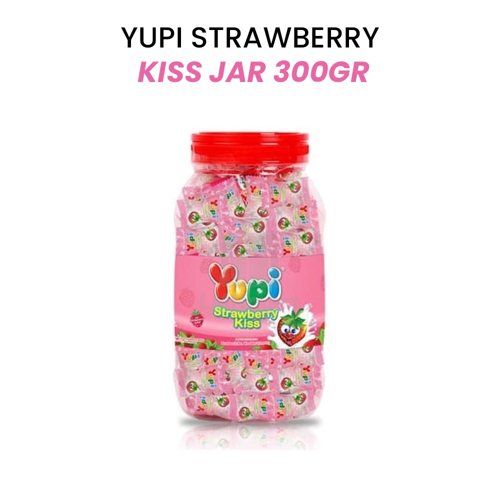 

YUPI Strawberry Kiss 300gr Jar – Permen Jelly Kemasan Toples Rasa Stroberi Enak Dan Kenyal