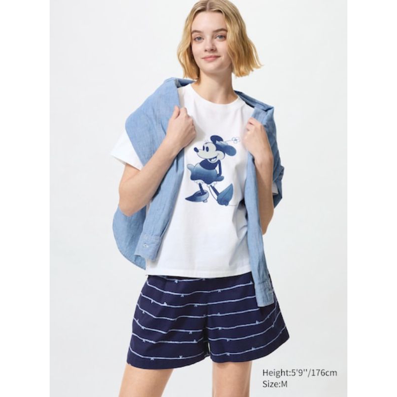 UNIQLO Celana Pendek Rileks Katun Disney in Blue Easy Short XS XXL 3XL Original