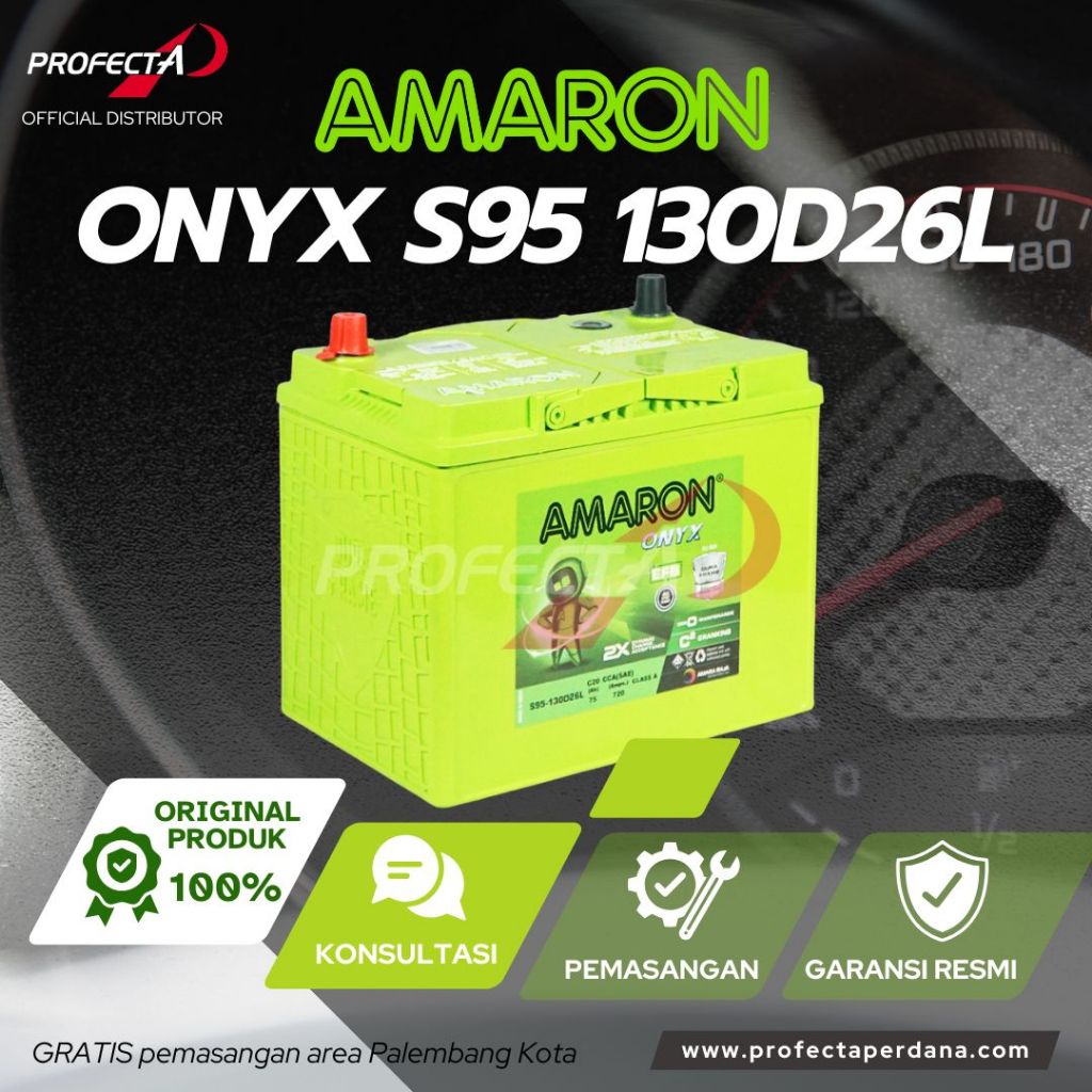 Aki Mobil AMARON ONYX 110D26L - Kapasitas 75AH, Teknologi Silver Alloy