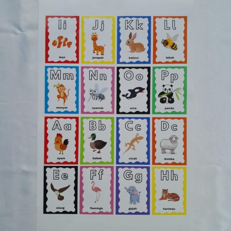 Template Flash Card Kartu Edukasi Gambar Hewan Anak-Anak