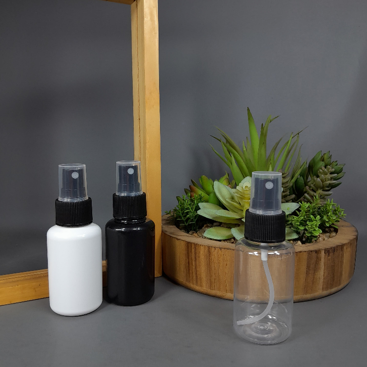 Botol Spray 60 ML / Botol PET 60 ML - Tutup Spray Hitam / Botol Spray Tubular 60 ML