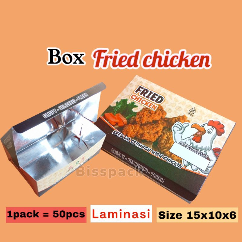 

@50pcs box dus fried chicken full warna laminasi dalam uk 15x10x6 M-3D