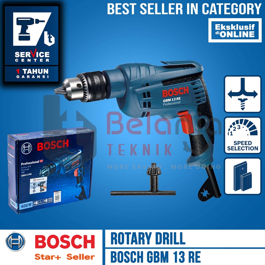 Mesin Bor Tangan BOSCH GBM 13 RE Listrik 600 Watt GBM13RE
