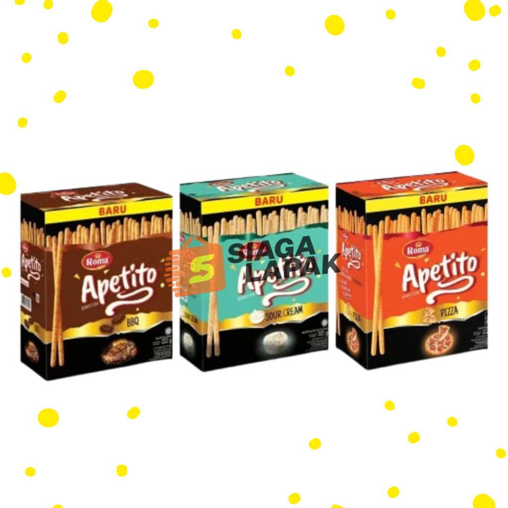 

Apetito 1 BOX Snack Biskuit Stick Crunchy Berumbu Aneka Rasa Pizza BBQ Sour Cream