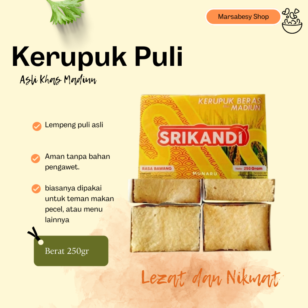 

NEW Kerupuk Puli Gendar Bawang Srikandi 250 gram Lempeng Beras Mentah MURAH BERKUALITAS