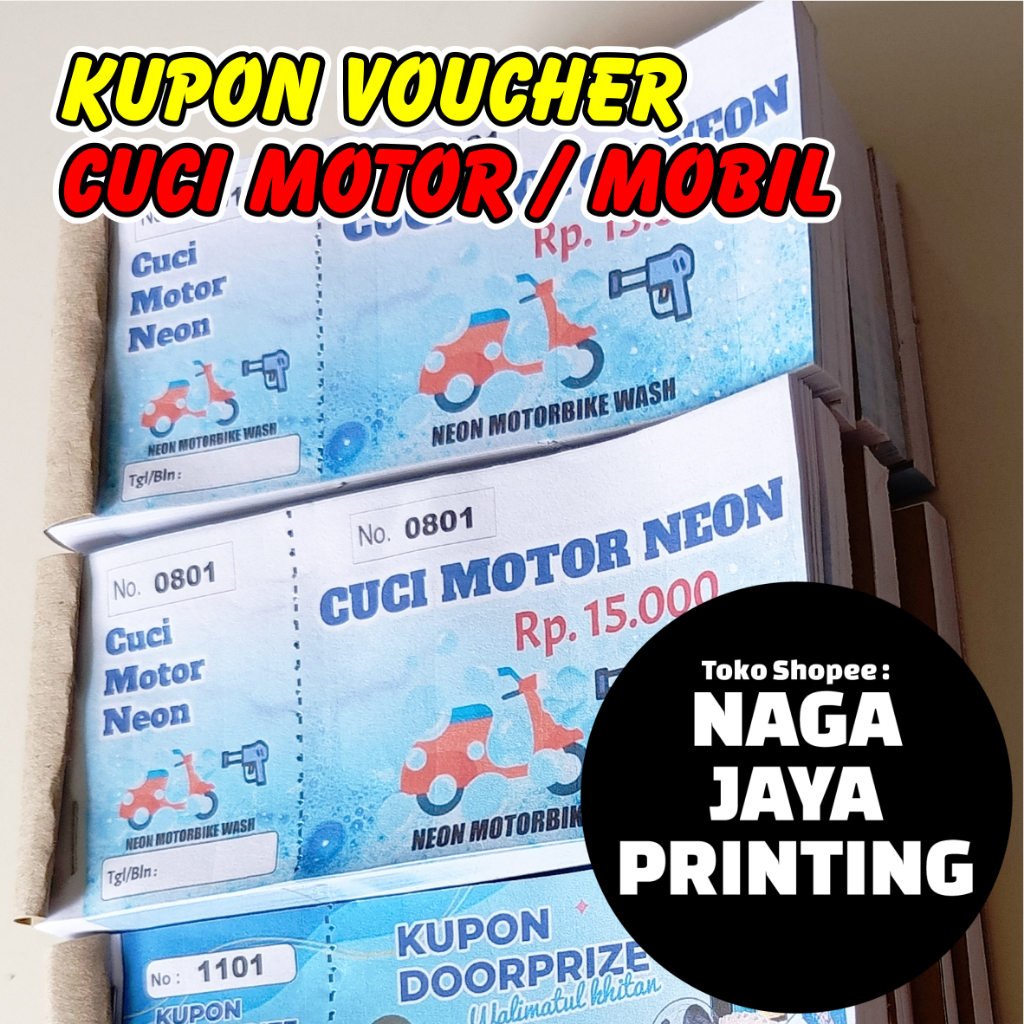 

CETAK KUPON CUCI MOTOR MOBIL BUS / VOUCHER CUCI MOTOR