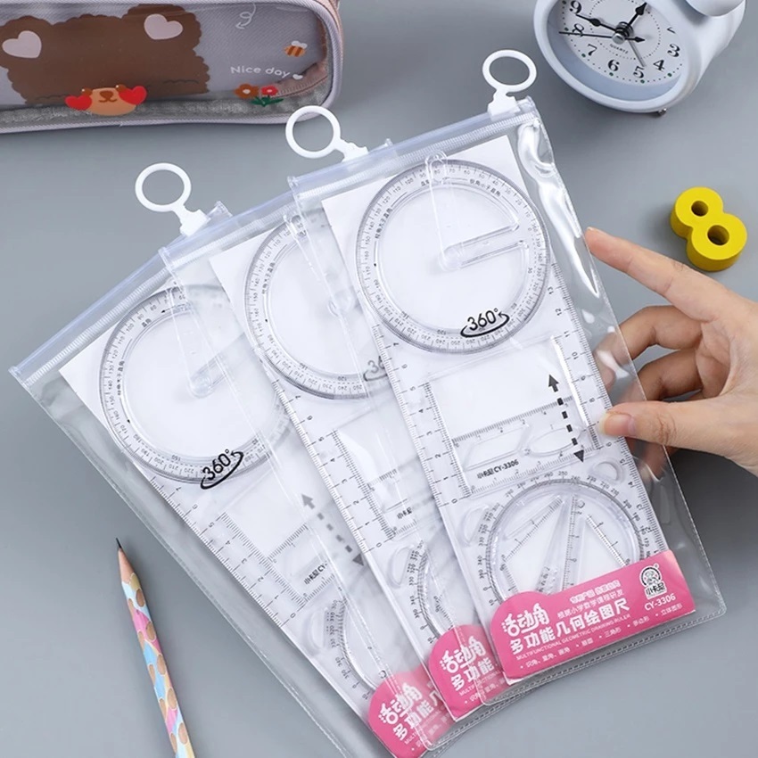 

1 PCS Penggaris Busur 360 Derajat Penggaris Geometri Matematika Protractor Ruler Multifungsi