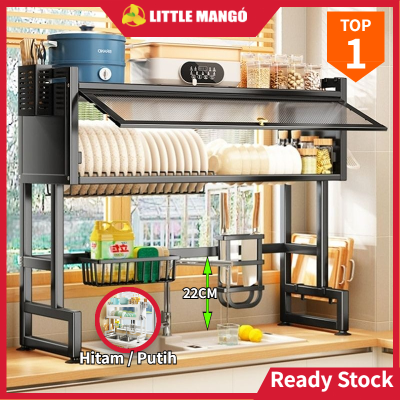 Rak Piring Tertutup Rak Piring Wastafel  With Cover Stainless Steel Rak Dapur Rak Piring Gantung Cuc