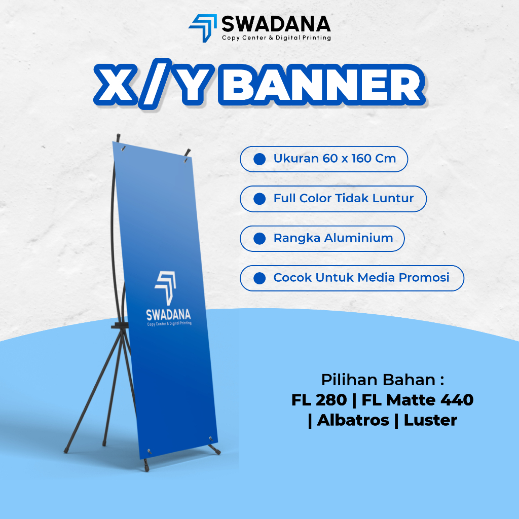X / Y Banner | Cetak X / Y Banner [ Satu Set Rangka Aluminium ]