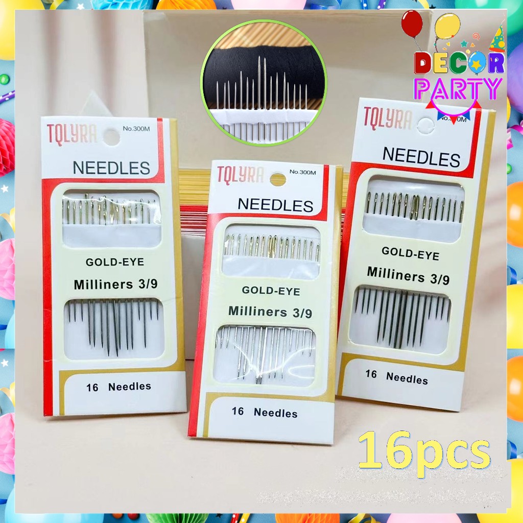 DP Jarum Jahit Tangan Set Jarum Benang Jahit Manual isi 16pcs jarum Sulam jahit Kain Gold Eye Miline