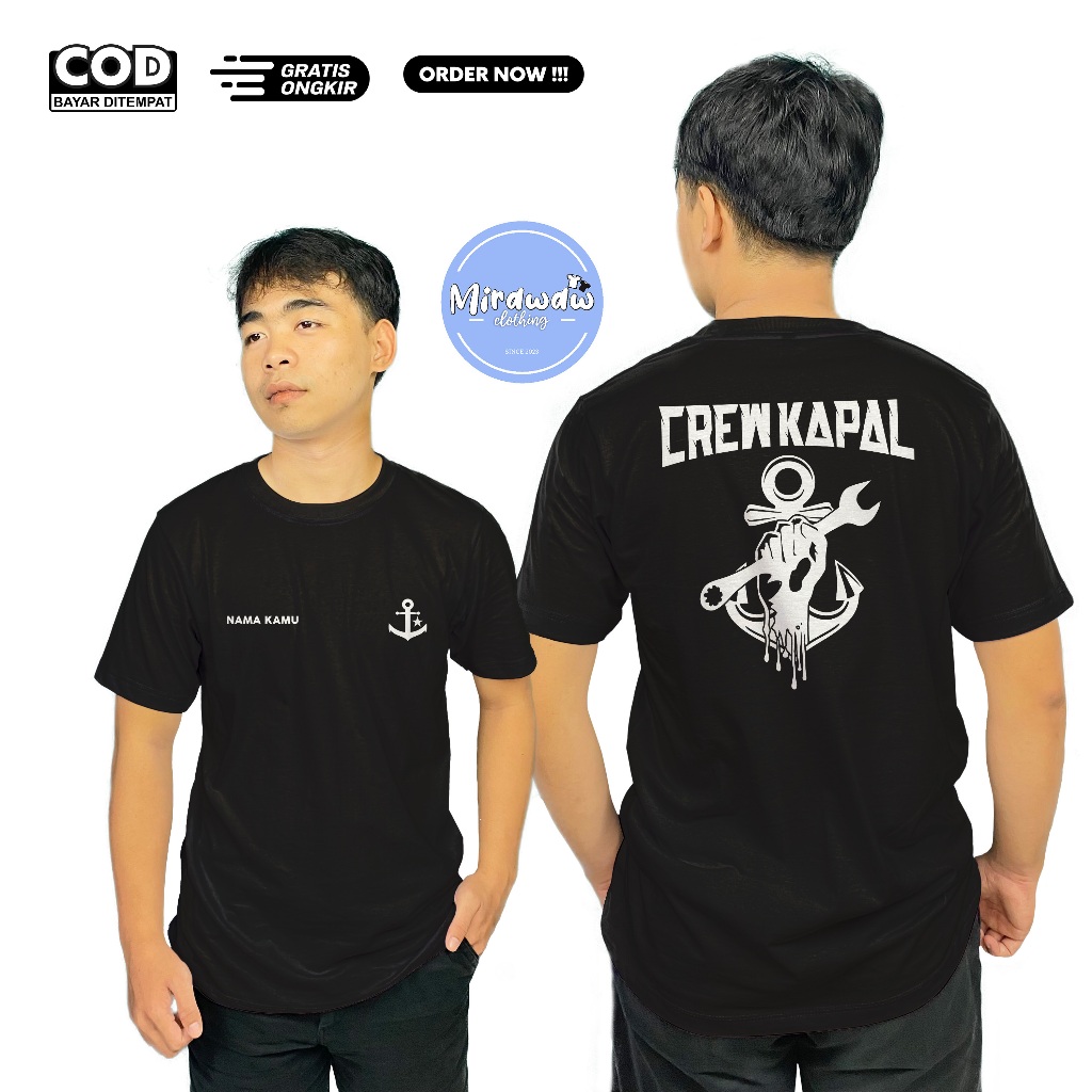 Kaos CREW KAPAL Jangkar Kunci Pas Gratis Nama Kamu Baju Distro