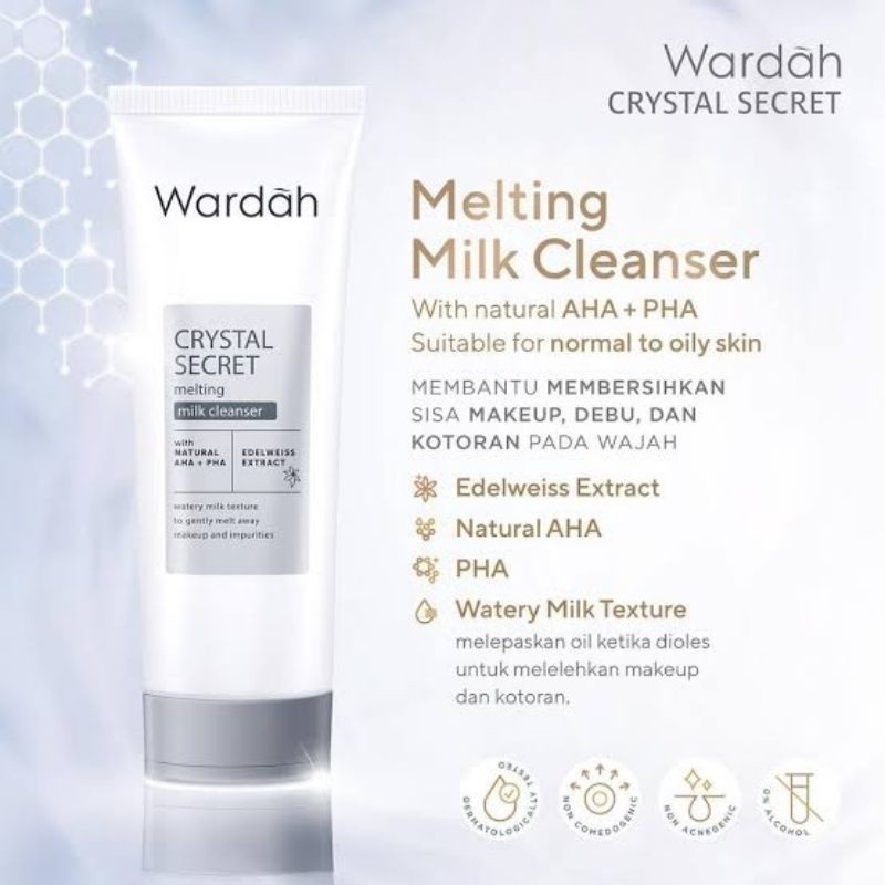 Wardah Crystal Secret Melting Milk Cleanser 100ml | Susu Pembersih | Pembersih Wajah
