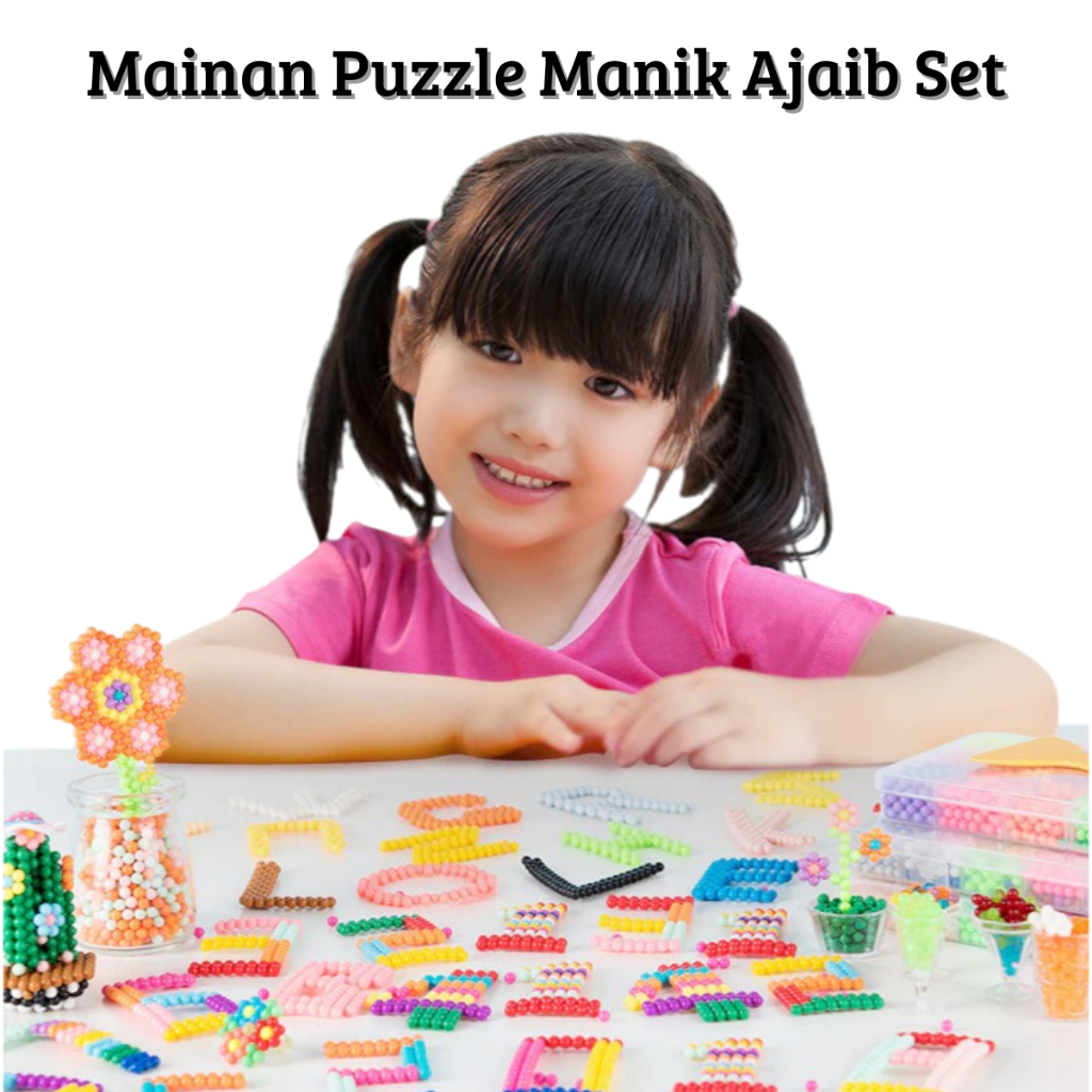 Mainan puzzle manik ajaib Set 2200pcs diy pendidikan tempelkan manik ajaib kabut air EN53