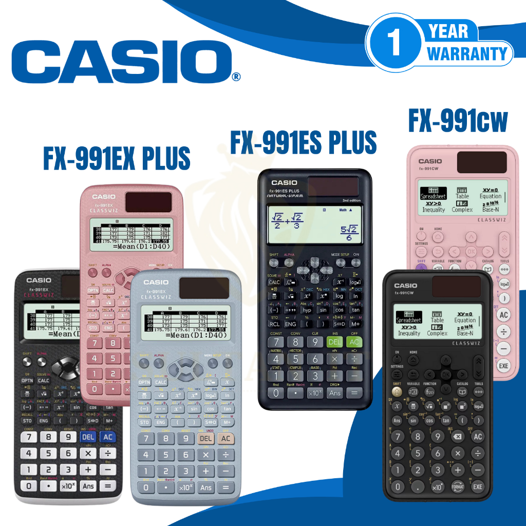 

CALCULATOR CASIO FX 991 EX / FX 991 CW BLACK BLUE PINK KALKULATOR CASIO 991-EX 991-CW 991EX 991CW