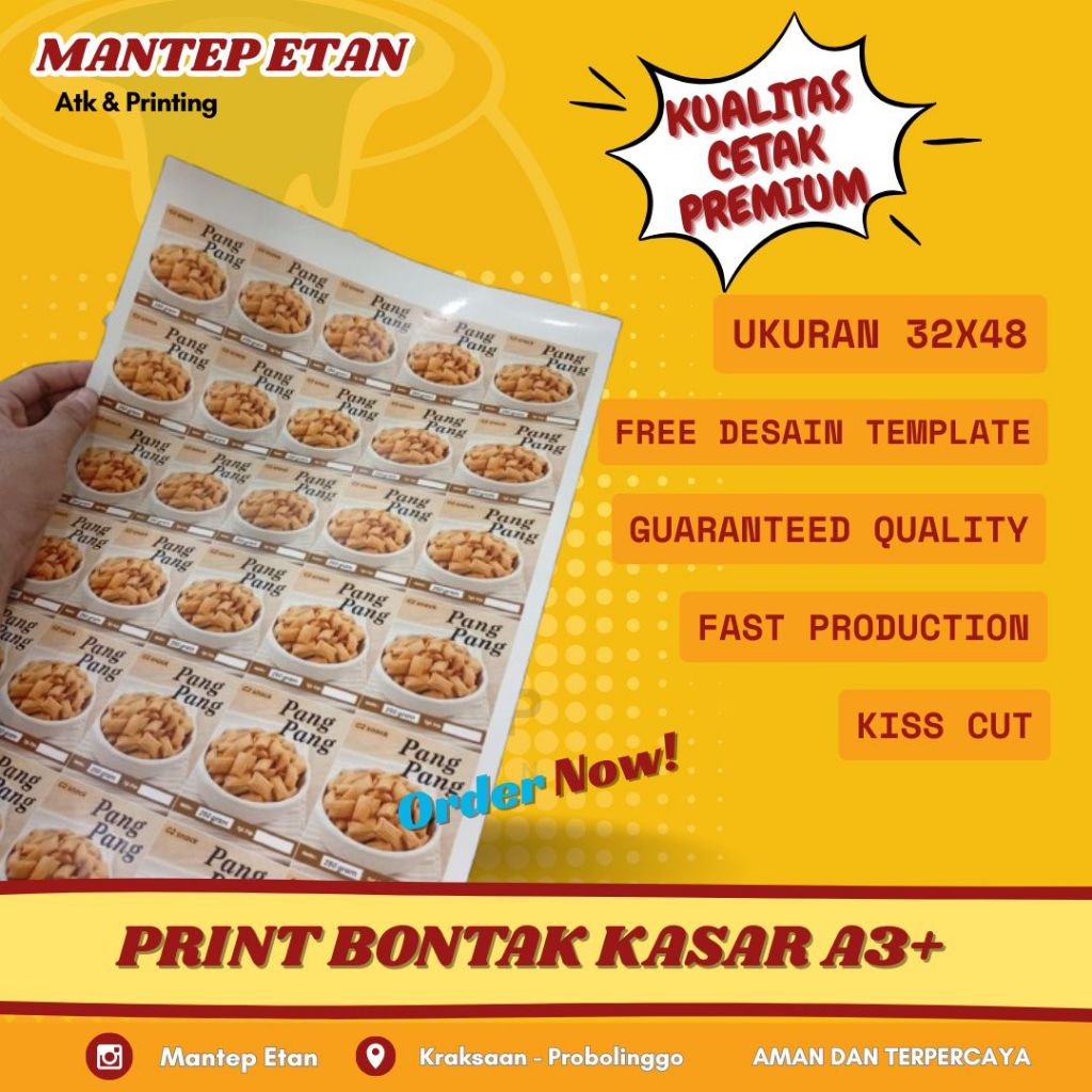 

Cetak Sticker Bontak Kasar (HVS) A3+ (Bisa Laminasi dan Cutting)