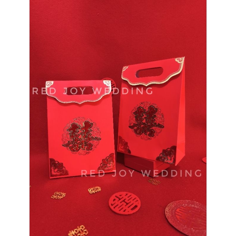 

Kotak Souvenir Sangjit ShuangXi / Paper Bag Sangjit Chinese Wedding bentuk Segitiga