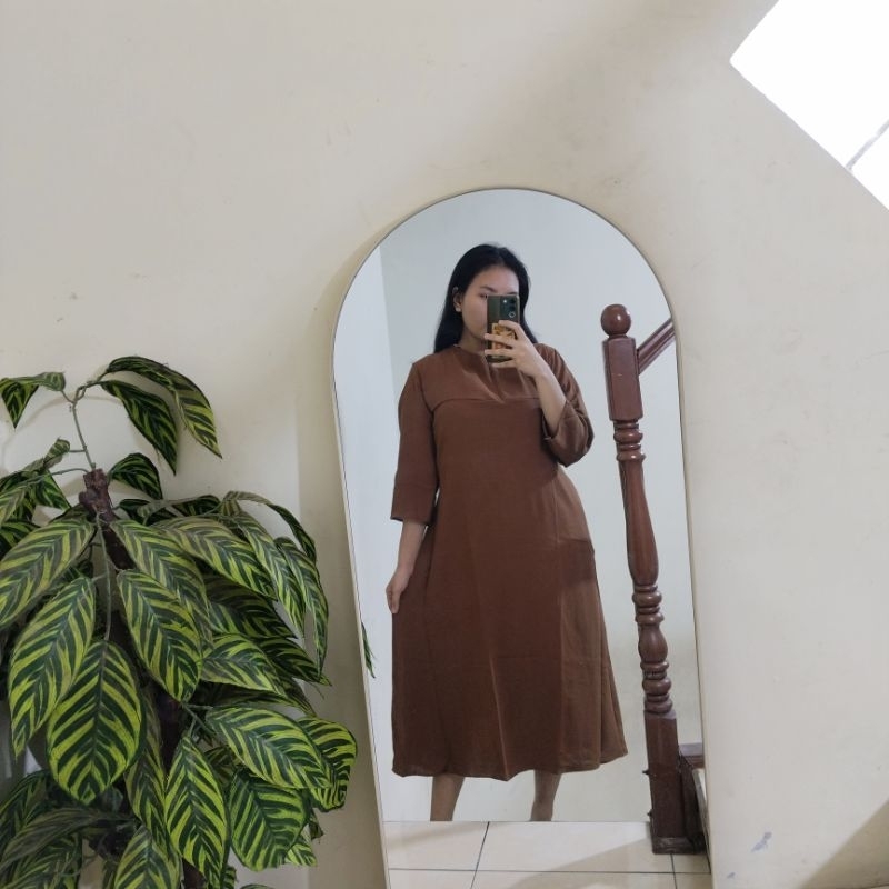 Daster Jumbo Bahan Crinkle Lengan Panjang Resleting Depan Busui Friendly Daster Murah Bahan Adem Das