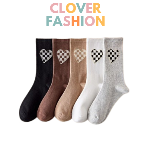 CF Kaos Kaki Panjang Motif Love Kaus Kaki Olahraga Atas Setinggi Betis Unisex Kekinian kk1229