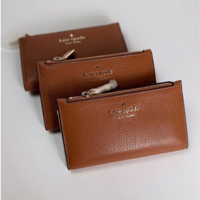 Dompet Wanita Kate Spade Leila Small Slim Bifold Wallet Warm Ginger Leather