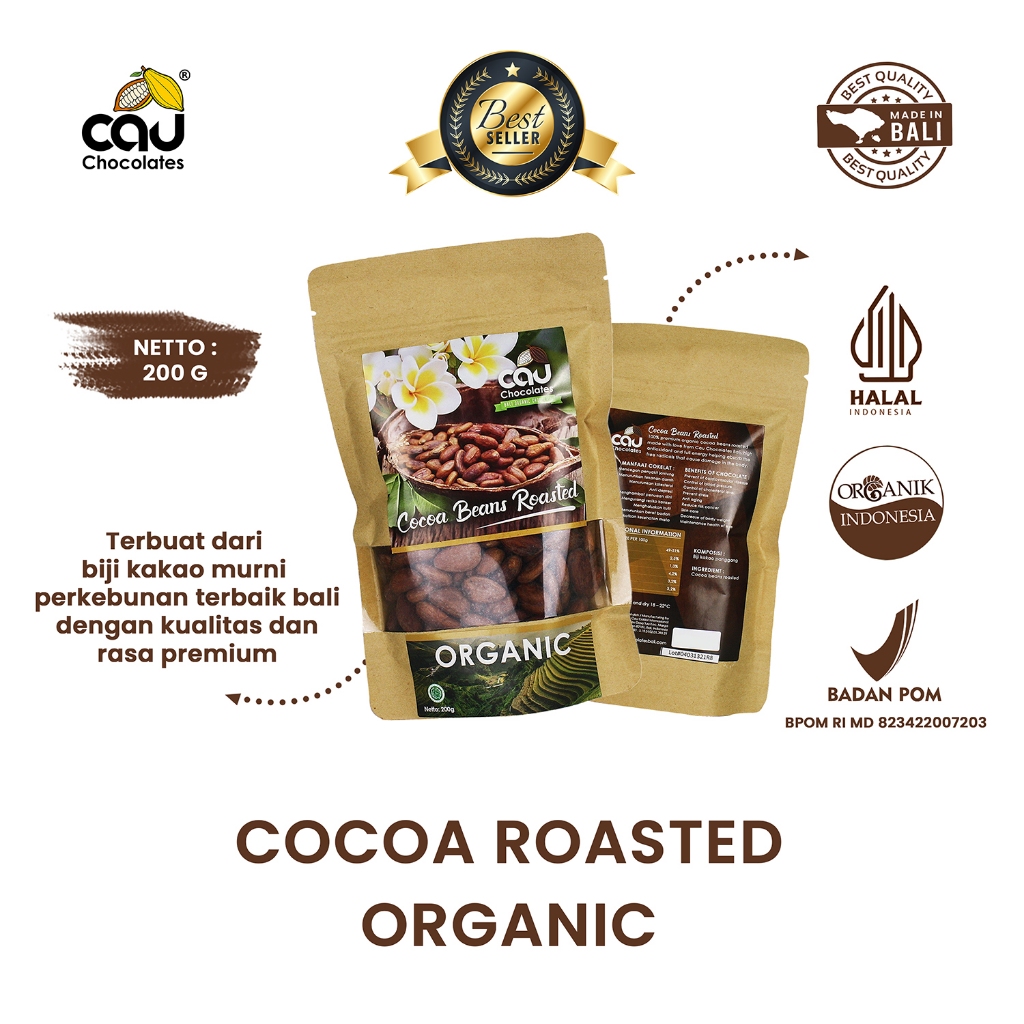 

CAU CHOCOLATES - Cocoa Roasted Organic / Biji Kakao Organik - 200 gr