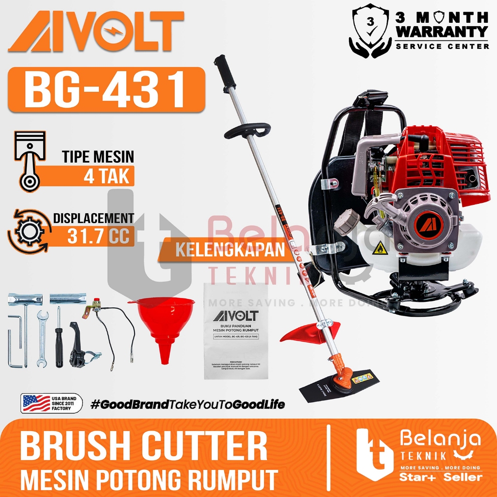 Mesin Potong Rumput Gendong Aivolt BG 431 Brush Cutter 4 Tak Bensin BG-431