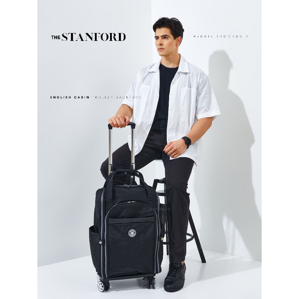 [THE STANFORD] TAS RANSEL TROLI FASHION KABIN BAGASI PESAWAT BAHAN PARASUT ANTI AIR RODA 4 TROLLEY B