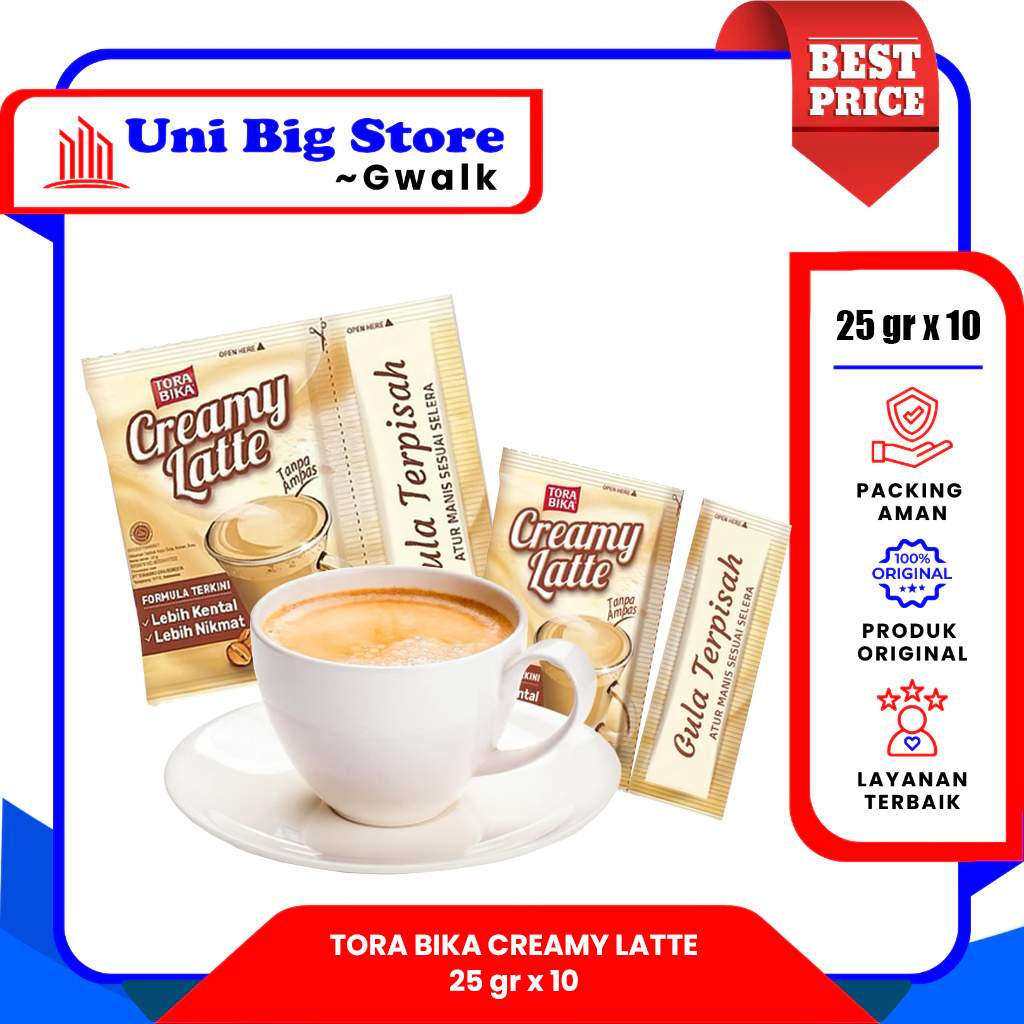 

TORA BIKA TORABIKA KOPI CREAMY LATTE COFFEE RENTENG - (25 gr x 10 sachets)