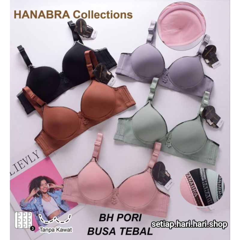 Bh bra push up busa tebal hanabra tanpa kawat kait 3