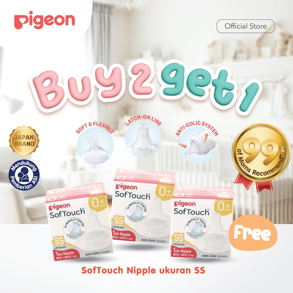 [BUY 2 GET 3] PIGEON SOFTOUCH PLUS NIPPLE BOX 1 PCS SIZE SS|DOT BAYI |  LATCH ON LINE| LEMBUT | ANTI