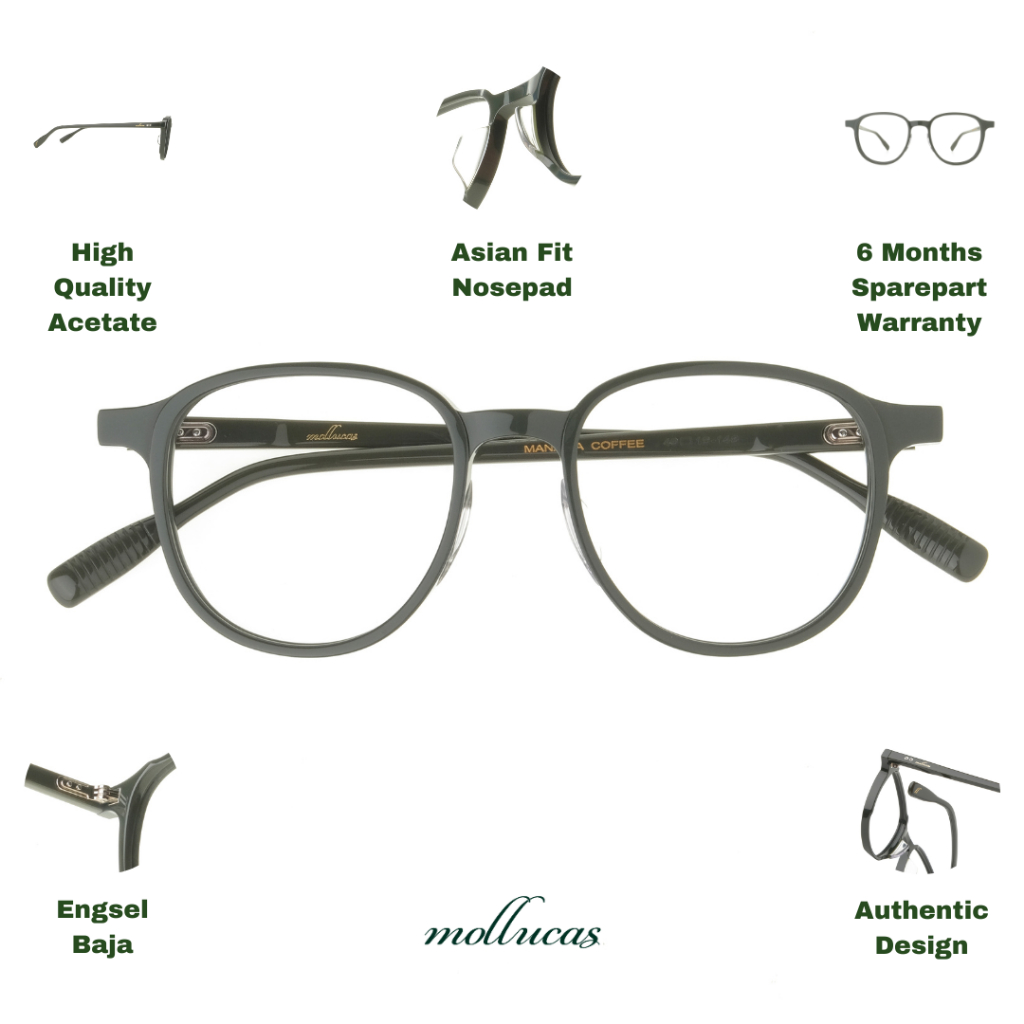 Mollucas - Manawa Coffee - Gratis Lensa Minus/Silinder Anti Radiasi - Frame Kacamata Pria/Wanita