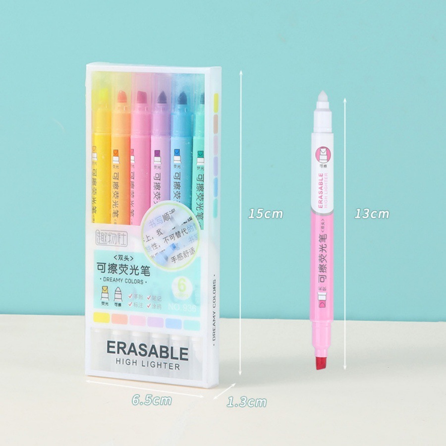 

Set 6 Highlighter Bisa Dihapus, Spidol 1-4 mm Desain Dua Ujung