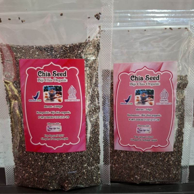 

Chia seed organik superfood halal biji chia sejenis selasih makanan menu diet sehat keto vegan vegetarian halal MUI BPOM murah