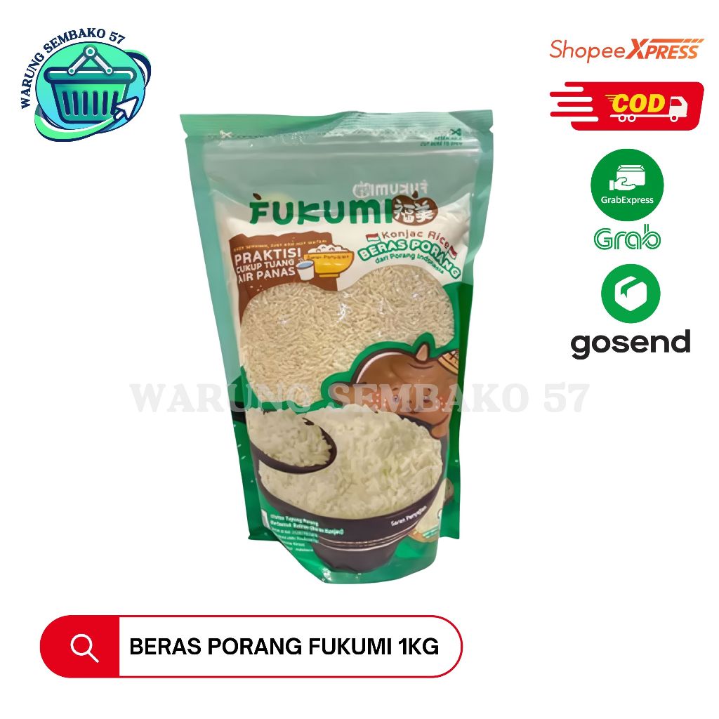 

FUKUMI | Beras Porang 1kg | Shirataki | Konjac Rice Pouch