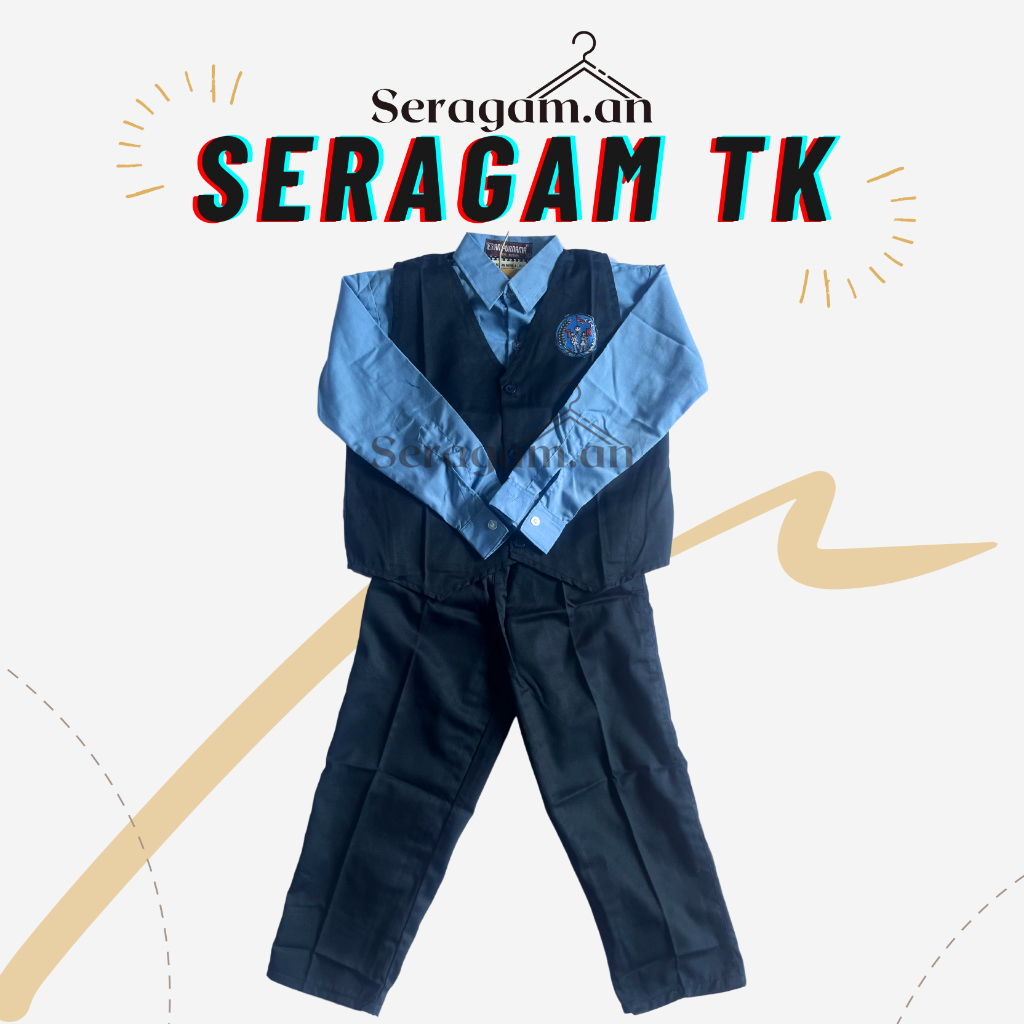[SET TERMURAH SERAGAM TK DI SHOPEE] SERAGAM TK SERAGAM PAUD NASIONAL BIRU DONGKER LENGAN PANJANG LAK
