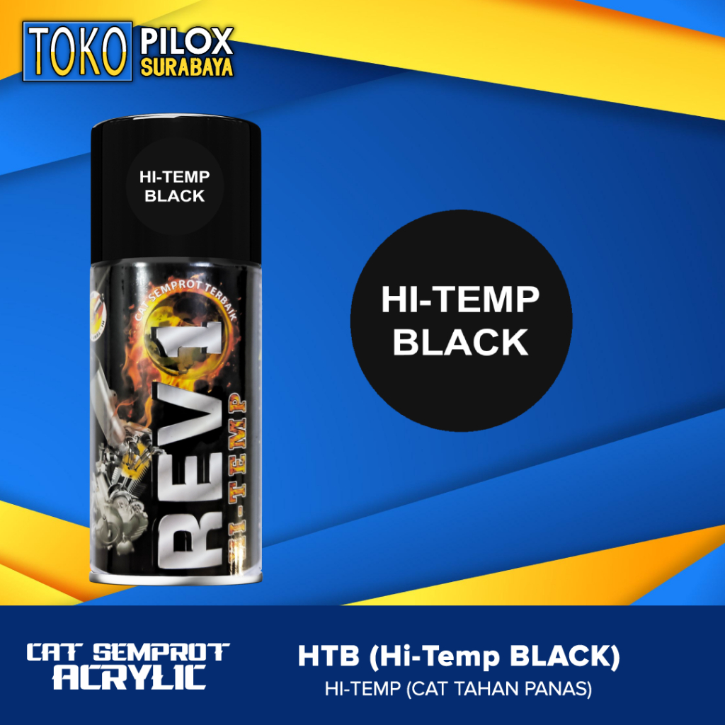 Cat Semprot Pilox Acrylic Otomotif Revo Rev1 Hi-temp Silver & Black (300CC) Cat Khusus Mesin Knalpot