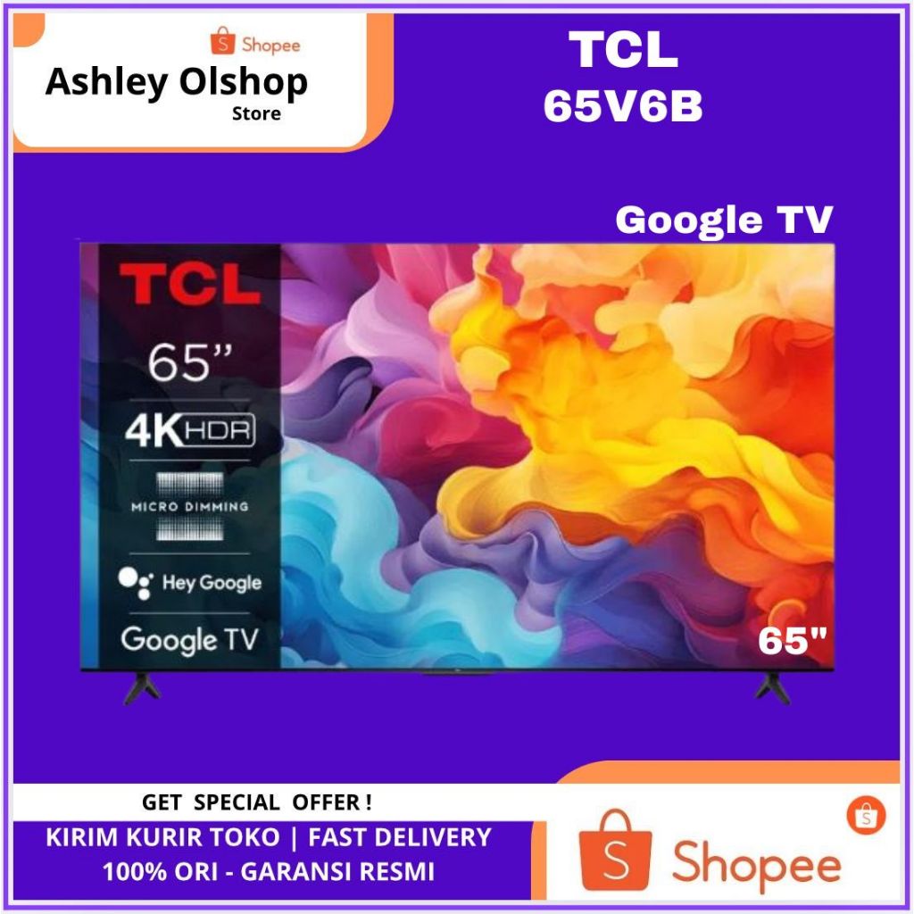 TV TCL 65 Inch Google TV 65V6B 4K UHD Google TV TCL 65V6B 65"