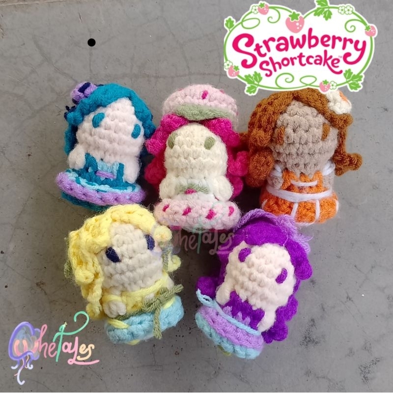 Crochet Rajut Strawberry Shortcake Series Amigurumi Keychain | CHETALES